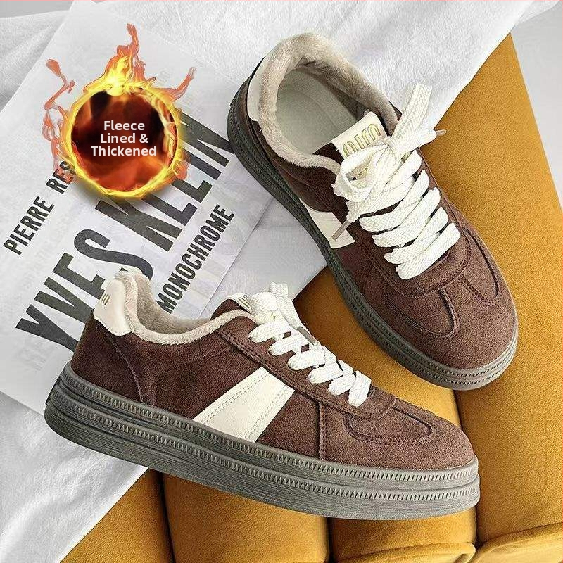 Casual χειμερινά παπούτσια για γυναίκες – με στρογγυλή μύτη, άνω μέρος από βαμβάκι, επένδυση από γούνινο κουνελιού, σόλα TPR