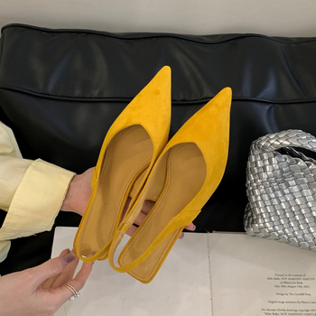 Sandale pentru femei cu partea superioară PU, vârf ascuțit, toc cui stil, primăvara 2025, talpă din cauciuc, pentru tineri