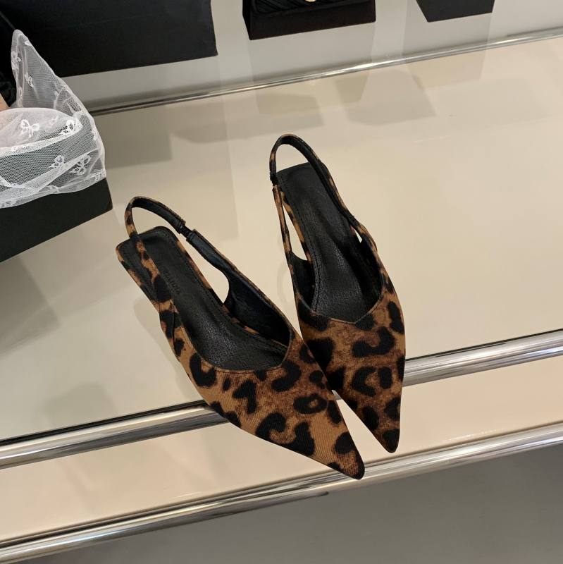 Sandale pentru femei cu partea superioară PU, vârf ascuțit, toc cui stil, primăvara 2025, talpă din cauciuc, pentru tineri