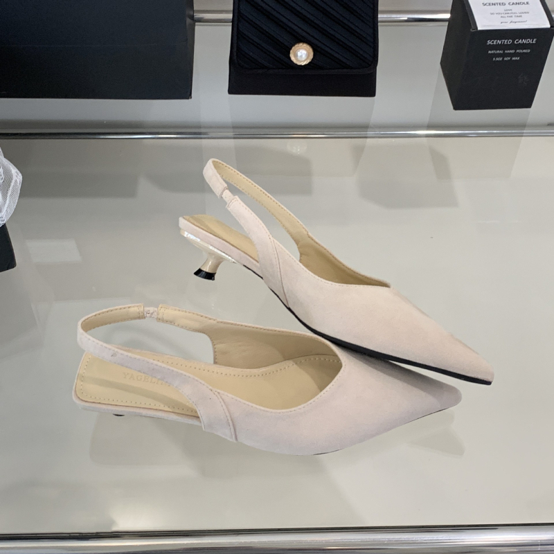 Sandale pentru femei cu partea superioară PU, vârf ascuțit, toc cui stil, primăvara 2025, talpă din cauciuc, pentru tineri