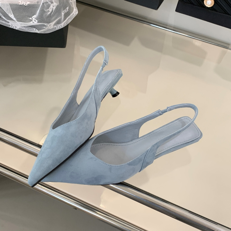 Sandale pentru femei cu partea superioară PU, vârf ascuțit, toc cui stil, primăvara 2025, talpă din cauciuc, pentru tineri