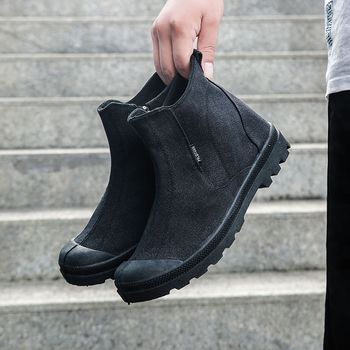 Υψηλά παπούτσια πεζοπορίας από καμβά με εσωτερικό φερμουάρ, στρογγυλή μύτη, σόλα TPR