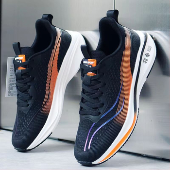 Ανδρικά παπούτσια για τρέξιμο – αναπνεύσιμο επάνω από πλέγμα, στρογγυλή μύτη, χαμηλό ύψος, επίπεδη φτέρνα, επιφανειακό άνοιγμα (αναπνεύσιμο επάνω από πλέγμα; στρογγυλή μύτη; χαμηλό ύψος; επίπεδη φτέρνα; επιφανειακό άνοιγμα)