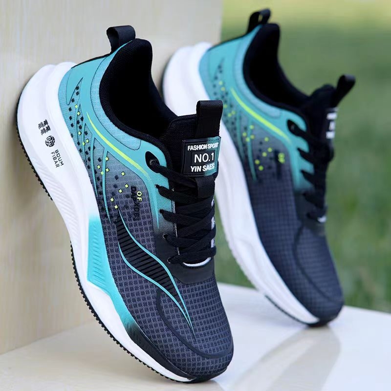 Ανδρικά παπούτσια για τρέξιμο – αναπνεύσιμο επάνω από πλέγμα, στρογγυλή μύτη, χαμηλό ύψος, επίπεδη φτέρνα, επιφανειακό άνοιγμα (αναπνεύσιμο επάνω από πλέγμα; στρογγυλή μύτη; χαμηλό ύψος; επίπεδη φτέρνα; επιφανειακό άνοιγμα)