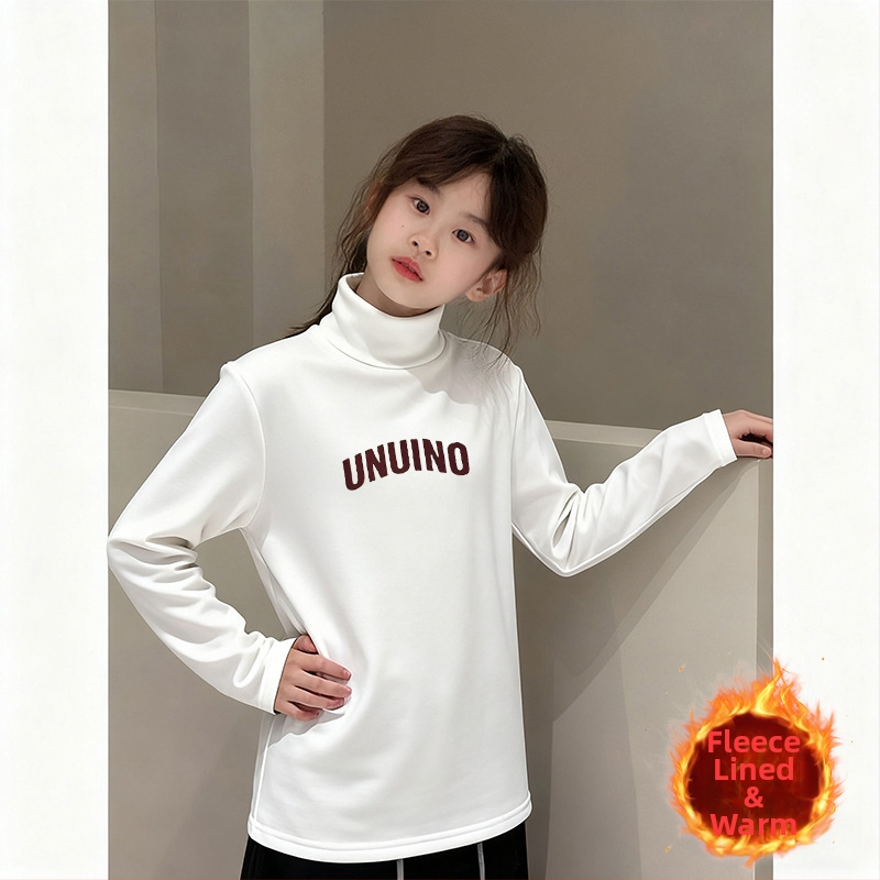 Κοριτσίστικη θερμική μπλούζα με ψηλό λαιμό, ύφασμα Derong, 95% πολυεστέρας, μακριά μανίκια, χωρίς κουκούλα, για κορίτσια άνω των 8 ετών, άνοιξη και φθινόπωρο