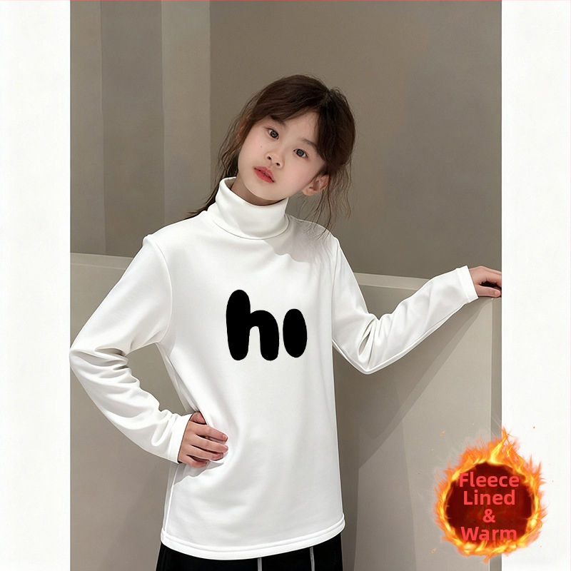 Κοριτσίστικη θερμική μπλούζα με ψηλό λαιμό, ύφασμα Derong, 95% πολυεστέρας, μακριά μανίκια, χωρίς κουκούλα, για κορίτσια άνω των 8 ετών, άνοιξη και φθινόπωρο