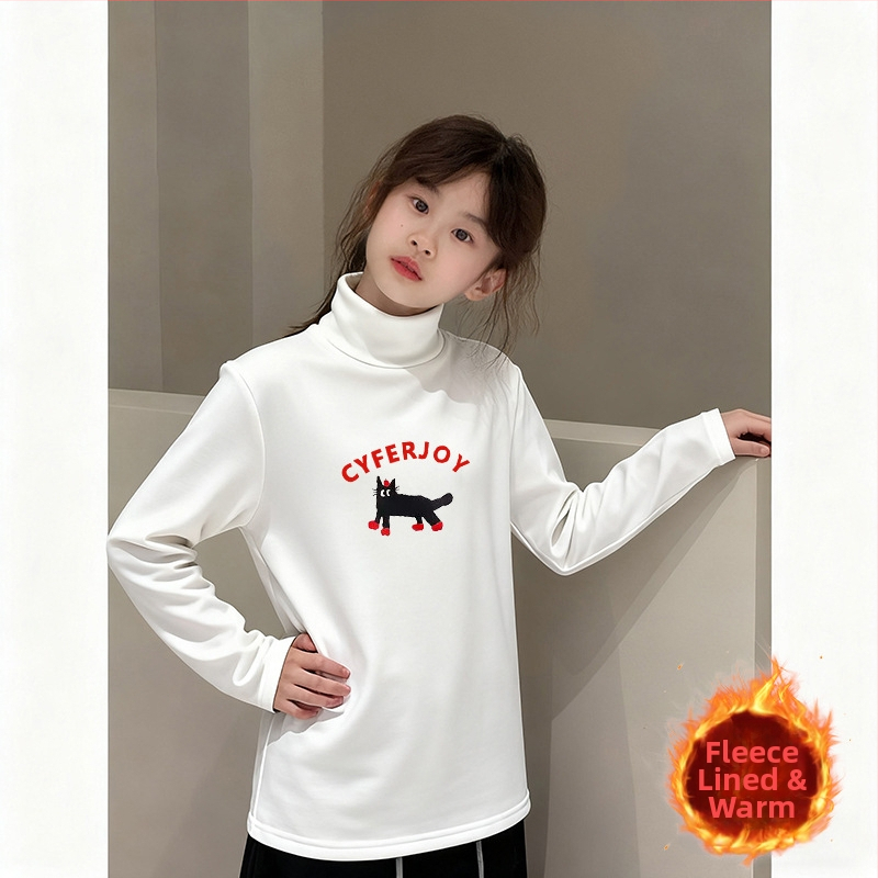 Κοριτσίστικη θερμική μπλούζα με ψηλό λαιμό, ύφασμα Derong, 95% πολυεστέρας, μακριά μανίκια, χωρίς κουκούλα, για κορίτσια άνω των 8 ετών, άνοιξη και φθινόπωρο