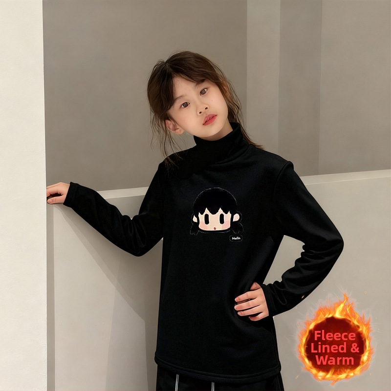 Κοριτσίστικη θερμική μπλούζα με ψηλό λαιμό, ύφασμα Derong, 95% πολυεστέρας, μακριά μανίκια, χωρίς κουκούλα, για κορίτσια άνω των 8 ετών, άνοιξη και φθινόπωρο