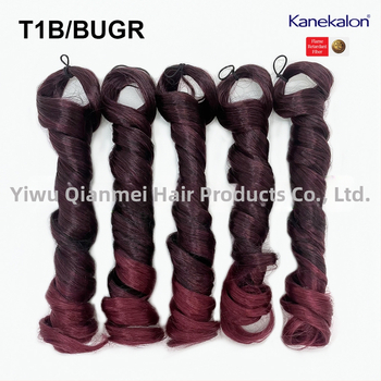 Perucă cu 5x bucle franțuzești, lungime medie-lungă, 240 g Kanekalon, stil natural