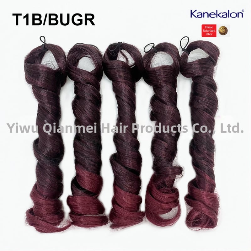 Perucă cu 5x bucle franțuzești, lungime medie-lungă, 240 g Kanekalon, stil natural