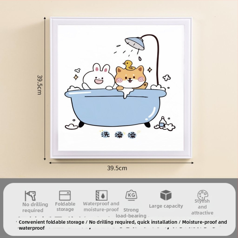 Raft de depozitare pentru baie - impermeabil, pliabil, 1 nivel, din plastic, încărcare 1–5 kg