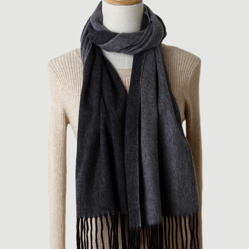 Fular dublu față din cașmir, unisex, țesătură twill, cald pentru iarnă, cașmir peste 96%