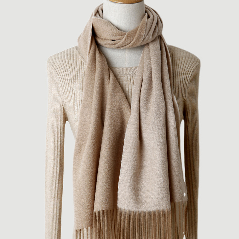 Fular dublu față din cașmir, unisex, țesătură twill, cald pentru iarnă, cașmir peste 96%