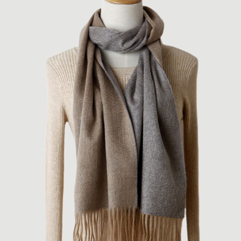 Fular dublu față din cașmir, unisex, țesătură twill, cald pentru iarnă, cașmir peste 96%