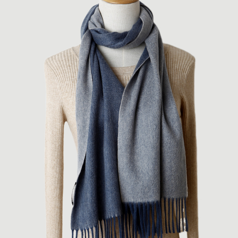 Fular dublu față din cașmir, unisex, țesătură twill, cald pentru iarnă, cașmir peste 96%