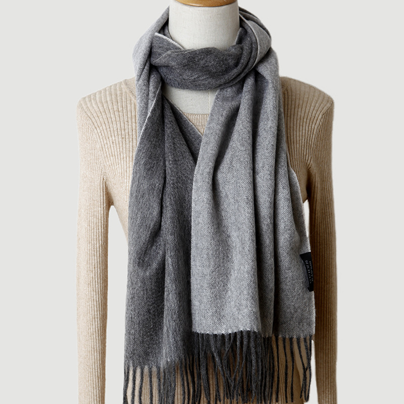Fular dublu față din cașmir, unisex, țesătură twill, cald pentru iarnă, cașmir peste 96%