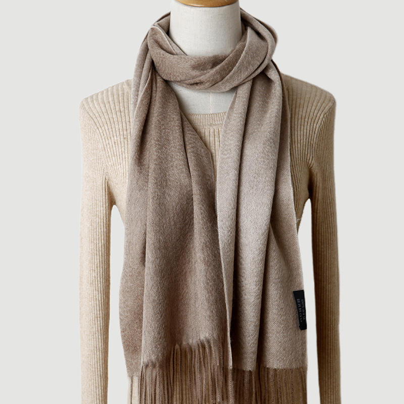 Fular dublu față din cașmir, unisex, țesătură twill, cald pentru iarnă, cașmir peste 96%