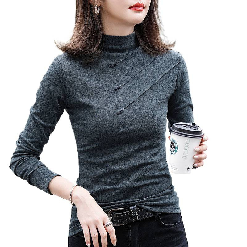 Tricou damă din viscoză, mâneci lungi, guler semi-turtleneck, croială oversize