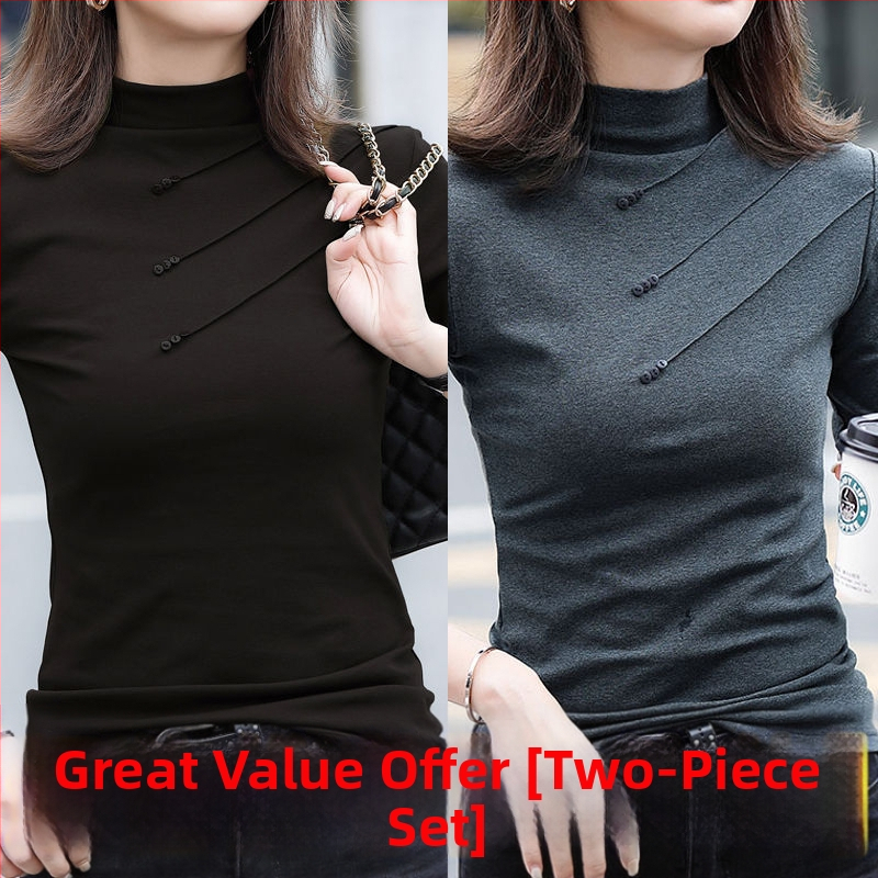 Tricou damă din viscoză, mâneci lungi, guler semi-turtleneck, croială oversize