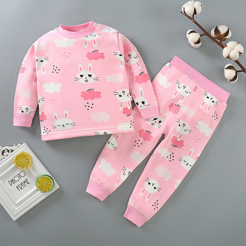 Unisex θερμικά πυτζάμες μωρού, με επένδυση fleece, δύο τεμάχια, για ηλικία 1–3 ετών, ύφασμα Milk Silk