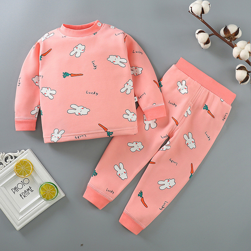 Unisex θερμικά πυτζάμες μωρού, με επένδυση fleece, δύο τεμάχια, για ηλικία 1–3 ετών, ύφασμα Milk Silk