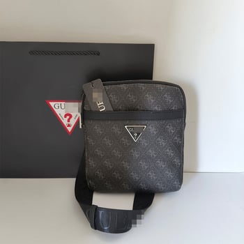 Geantă de umăr pentru bărbați — stil urban simplu, piele PU, model cu litere, căptușeală Oxford, impermeabilă