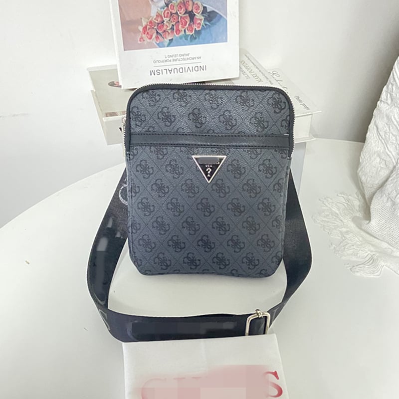 Geantă de umăr pentru bărbați — stil urban simplu, piele PU, model cu litere, căptușeală Oxford, impermeabilă