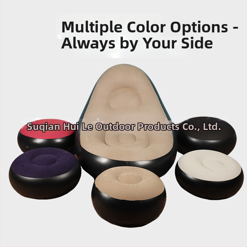 Vonkajší nafukovací pohodlný gauč s podložkou na nohy, prenosný zložený PVC vzduchový gauč Hui Le, pre 1 osobu, hmotnosť 1,9 kg, pumpa na vzduch