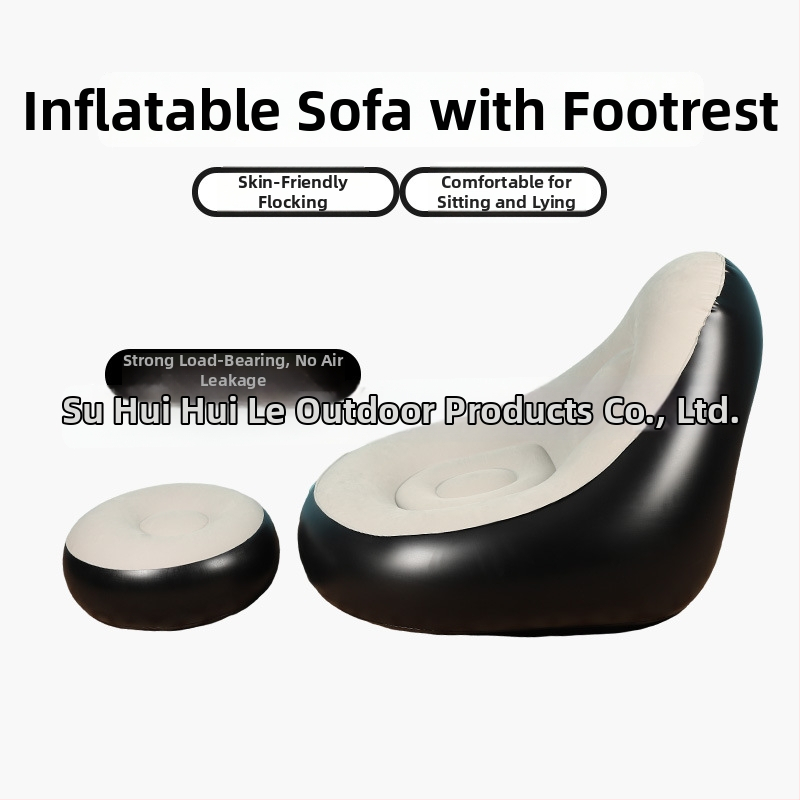 Kültéri felfújható lazító kanapé lábtámasz-sal, Hui Le PVC léggömb kanapé, 1 személyes kapacitás, 1,9 kg, levegőpumpa
