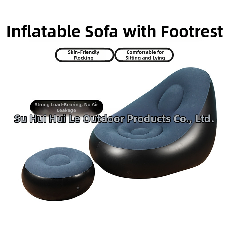 Kültéri felfújható lazító kanapé lábtámasz-sal, Hui Le PVC léggömb kanapé, 1 személyes kapacitás, 1,9 kg, levegőpumpa