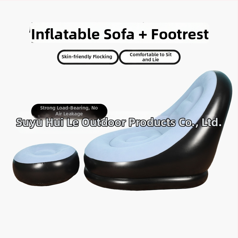 Kültéri felfújható lazító kanapé lábtámasz-sal, Hui Le PVC léggömb kanapé, 1 személyes kapacitás, 1,9 kg, levegőpumpa
