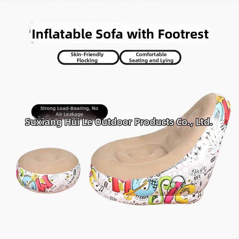 Kültéri felfújható lazító kanapé lábtámasz-sal, Hui Le PVC léggömb kanapé, 1 személyes kapacitás, 1,9 kg, levegőpumpa