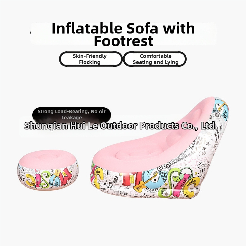 Kültéri felfújható lazító kanapé lábtámasz-sal, Hui Le PVC léggömb kanapé, 1 személyes kapacitás, 1,9 kg, levegőpumpa