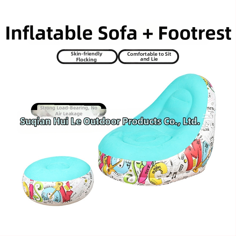 Kültéri felfújható lazító kanapé lábtámasz-sal, Hui Le PVC léggömb kanapé, 1 személyes kapacitás, 1,9 kg, levegőpumpa