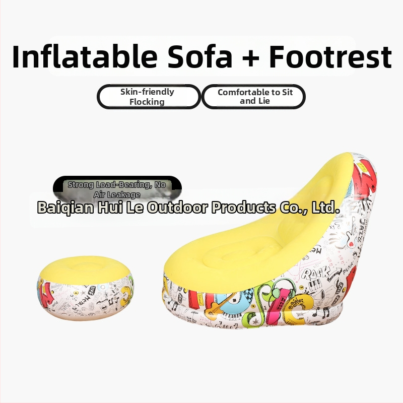 Kültéri felfújható lazító kanapé lábtámasz-sal, Hui Le PVC léggömb kanapé, 1 személyes kapacitás, 1,9 kg, levegőpumpa
