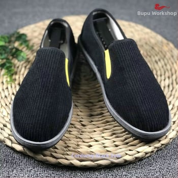Ανδρικά Slip-On παπούτσια από ύφασμα, επάνω μέρος από corduroy, στρογγυλή μύτη, διαπνέοντα και αντιμικροβιακά, σόλα από τένοντα βοδιού