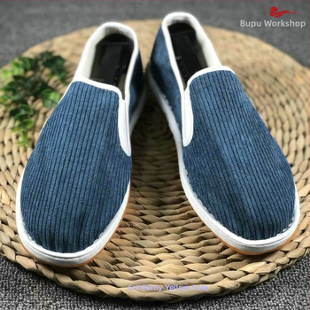 Ανδρικά Slip-On παπούτσια από ύφασμα, επάνω μέρος από corduroy, στρογγυλή μύτη, διαπνέοντα και αντιμικροβιακά, σόλα από τένοντα βοδιού