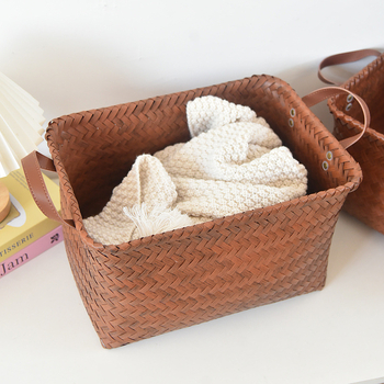 Съхранителна кошница за пране, памучна, винтидж стил, модел 036451, за одеяла и дрехи