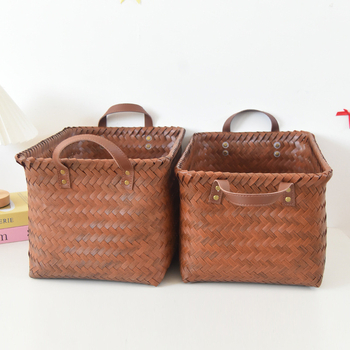 Съхранителна кошница за пране, памучна, винтидж стил, модел 036451, за одеяла и дрехи