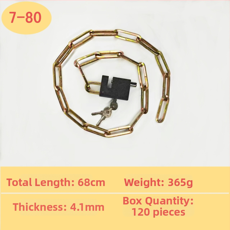 Chain lock — galvanizált vaslánc raktárajtókhoz, motorkerékpárokhoz és kerékpárokhoz; lopás elleni, betörés elleni védelem, súly 50