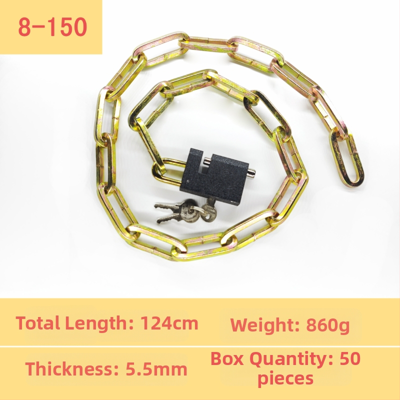 Chain lock — galvanizált vaslánc raktárajtókhoz, motorkerékpárokhoz és kerékpárokhoz; lopás elleni, betörés elleni védelem, súly 50