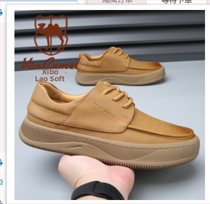 Ανδρικά μοκασίνια από γνήσιο δέρμα, χαμηλό προφίλ, Slip-On, στρογγυλή μύτη, καουτσούκ σόλα