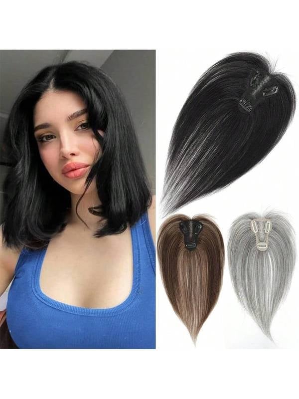 Ženska perika u stilu Europe–Amerika s bangs za pokrivanje sijedih, lagana, nevidljiva, prirodno pahuljasta frizura; Model: Boyfriend; Materijal: vlakna otporna na visoke temperature; Tip kose: ravna; Obrada: mehanizam; Bojanje ili peglanje nije preporučen