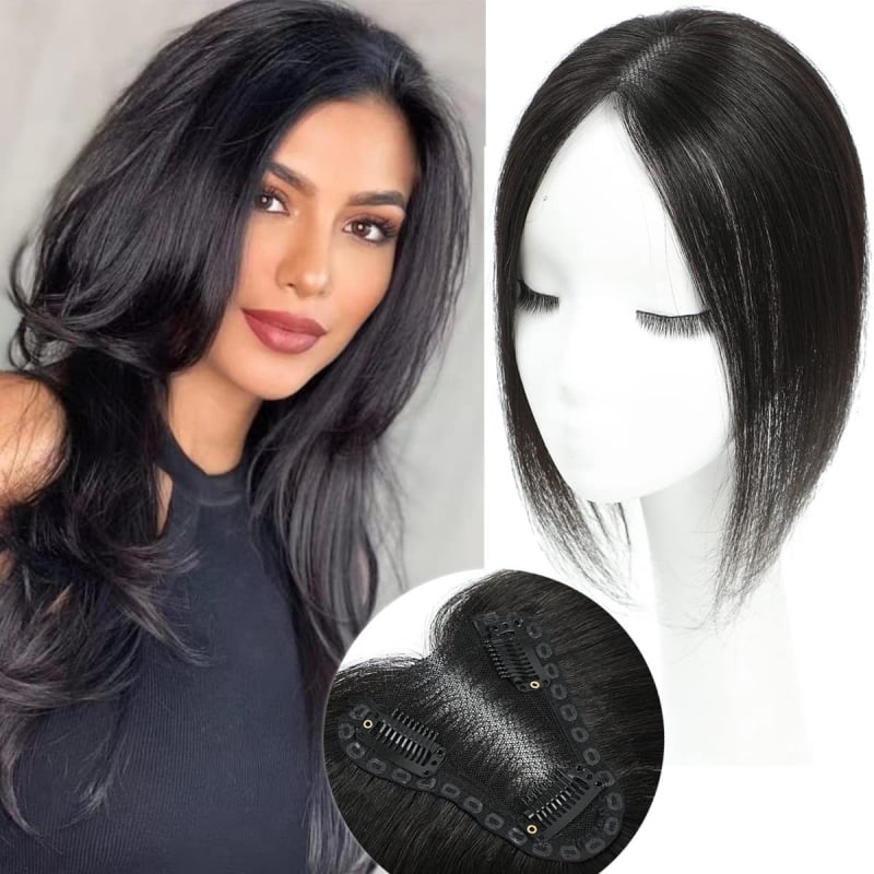 Ženska perika u stilu Europe–Amerika s bangs za pokrivanje sijedih, lagana, nevidljiva, prirodno pahuljasta frizura; Model: Boyfriend; Materijal: vlakna otporna na visoke temperature; Tip kose: ravna; Obrada: mehanizam; Bojanje ili peglanje nije preporučen