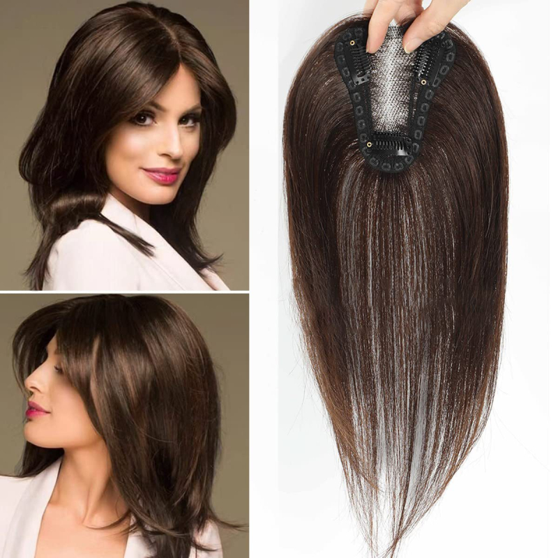 Ženska perika u stilu Europe–Amerika s bangs za pokrivanje sijedih, lagana, nevidljiva, prirodno pahuljasta frizura; Model: Boyfriend; Materijal: vlakna otporna na visoke temperature; Tip kose: ravna; Obrada: mehanizam; Bojanje ili peglanje nije preporučen