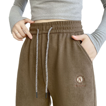 Casual nohavice s vysokým pásom, rovný strih, fleece podšívka, voľný strih, zima 2025