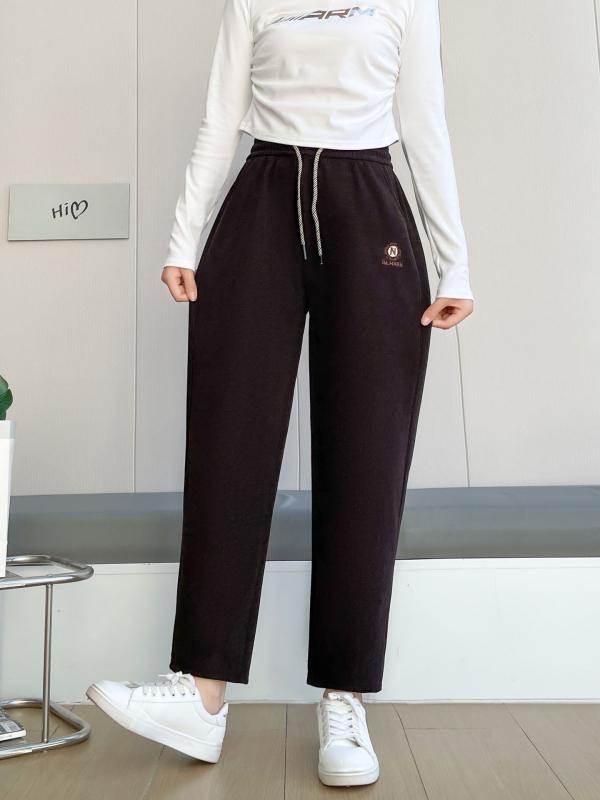 Casual nohavice s vysokým pásom, rovný strih, fleece podšívka, voľný strih, zima 2025