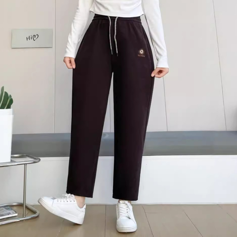 Casual nohavice s vysokým pásom, rovný strih, fleece podšívka, voľný strih, zima 2025