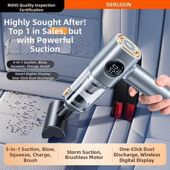 Aspirator fără fir pentru mașină, cu afișaj digital — model compact, de mână (10V, 100W, 10000 Pa, 20 min)