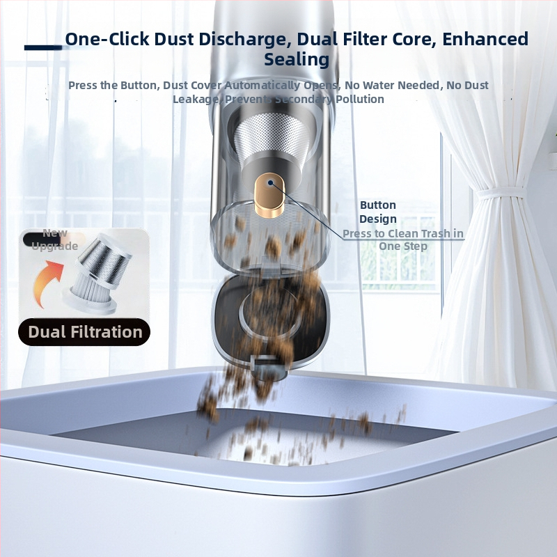 Bezdrôtový čistič auta s digitálnym displejom — kompaktný ručný dizajn (10V, 100W, 10000 Pa, 20 min)